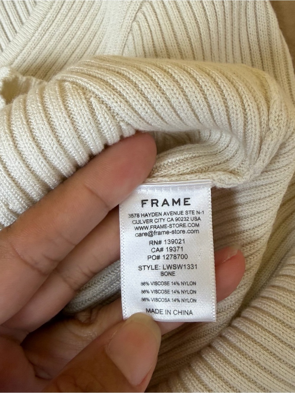 Frame Ivory Ribbed Knit Top - Picture 9 of 9